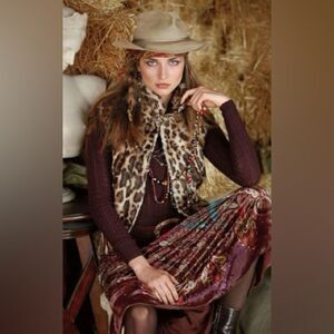 Ralph Lauren Leopard/Ocelot Print Shearling Mereworth Vest
